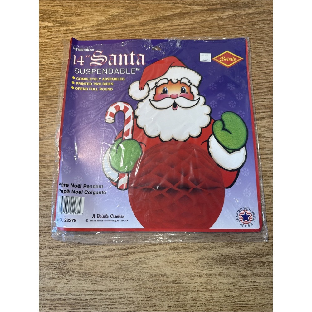 Vintage Beistle Santa Suspended Honey Comb Tissue